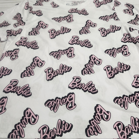 Official Barbie Hybrid Apparel Women's Crop Top Size 2X White and Pink - Picture 2 of 6